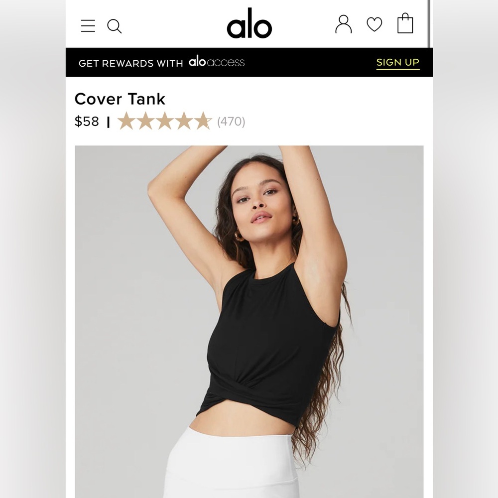Alo Cover Tank - Black - Small